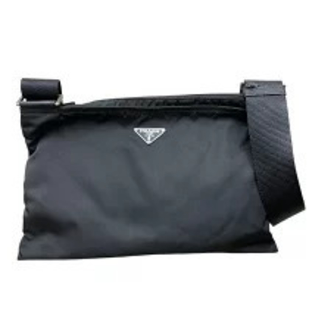 Prada black Tessuto shoulder bag enameled triangle logo